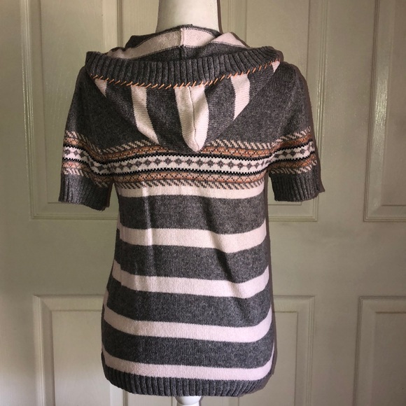 American Rag Gray Striped Hooded Cardigan - Picture 3 of 6